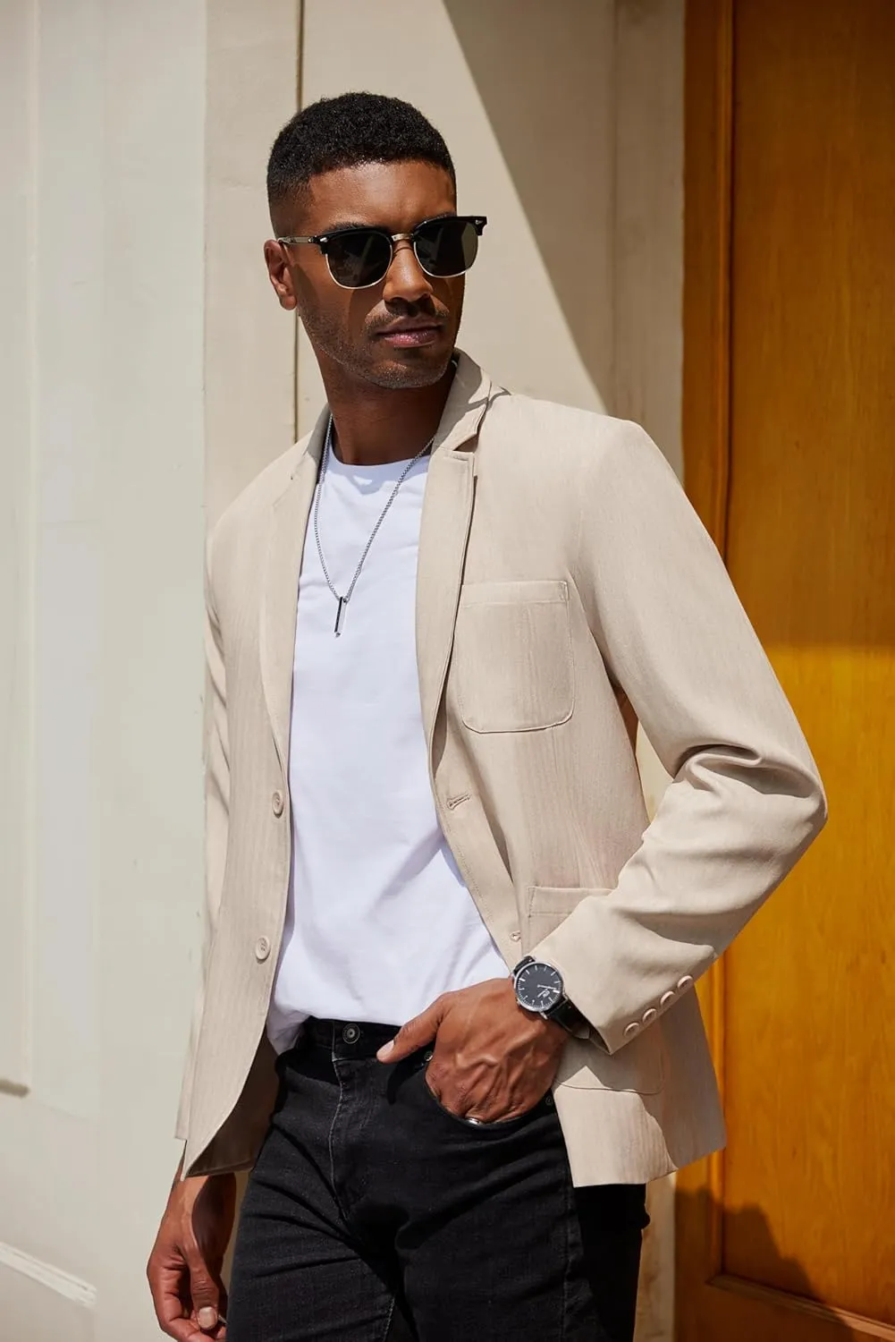 COOFANDY Men's Machine Washable Blazer Slim Fit Casual Suit Jacket Lightweight Two Button Sport Coat