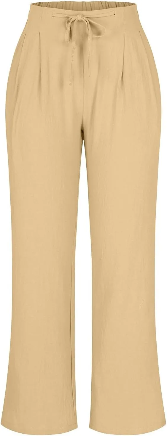 Cotton Clothes for Women Women's Linen Pants Linen Loose 9 Point Trousers Linen Blend Pants