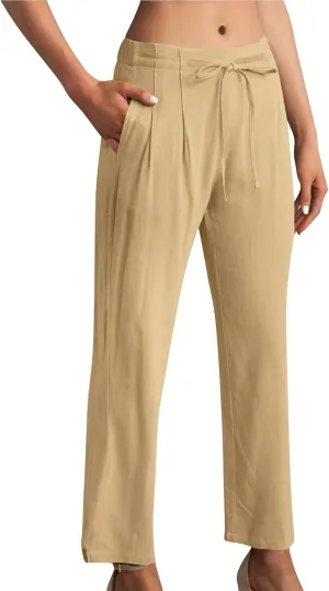 Cotton Clothes for Women Women's Linen Pants Linen Loose 9 Point Trousers Linen Blend Pants