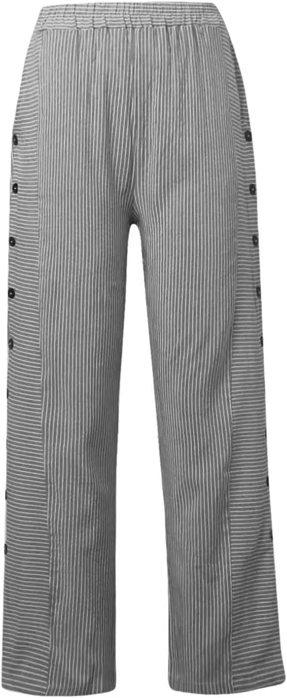 Cotton Linen Pants for Women Summer Wide Leg Elastic Straight Leg Lounge Pant Drawstring Lightweight Beach Trousers