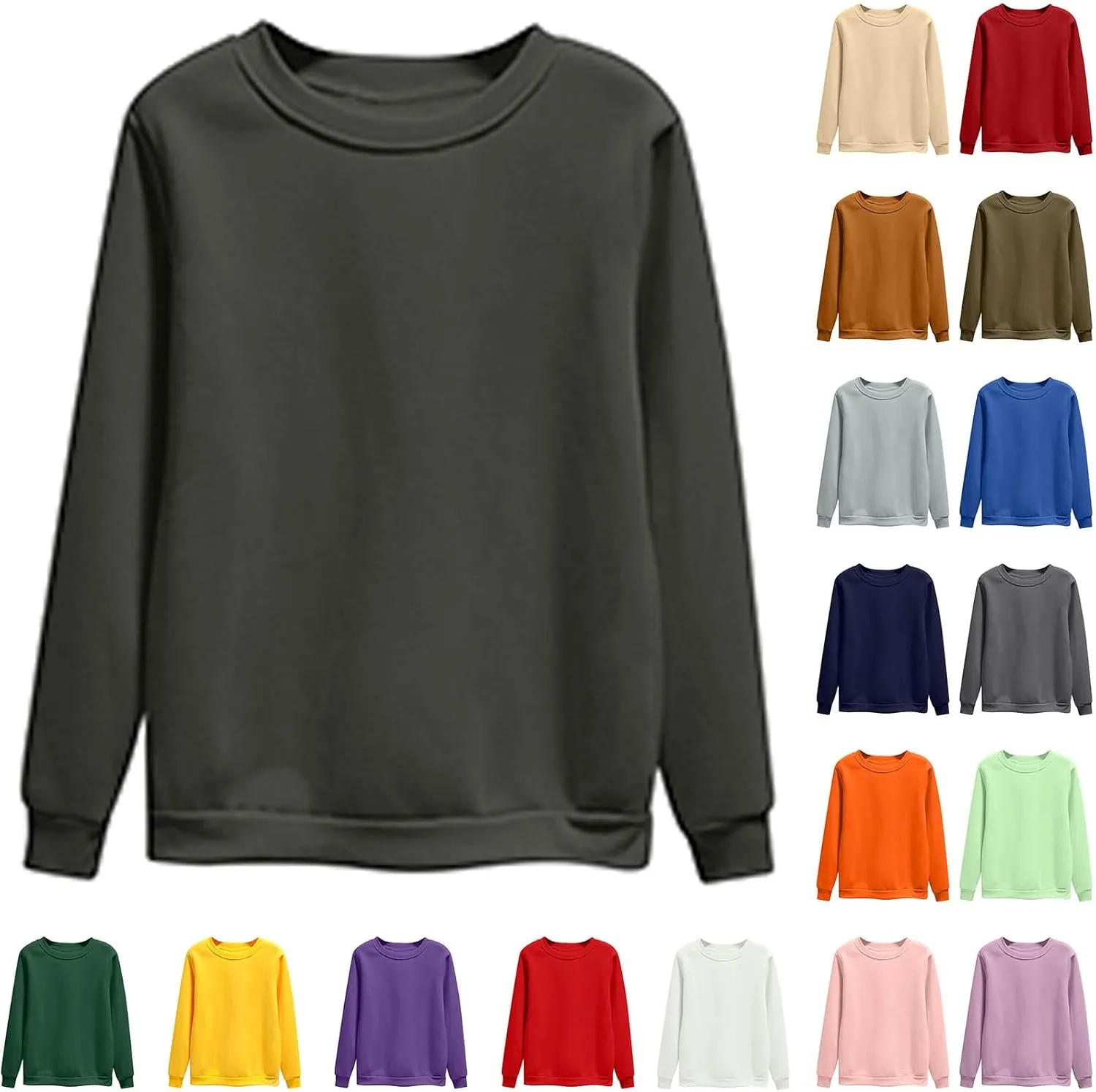 Crewneck Sweatshirts Womens Fall Fashion 2024 Long Sleeve Tops Pullover Plus Size Cute Casual Trendy Winter Clothes