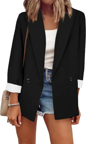 DIACACY Womens Cropped Formal Open Front Blazers Suit Long Sleeve Comfy Blazers Jacket Cardigan