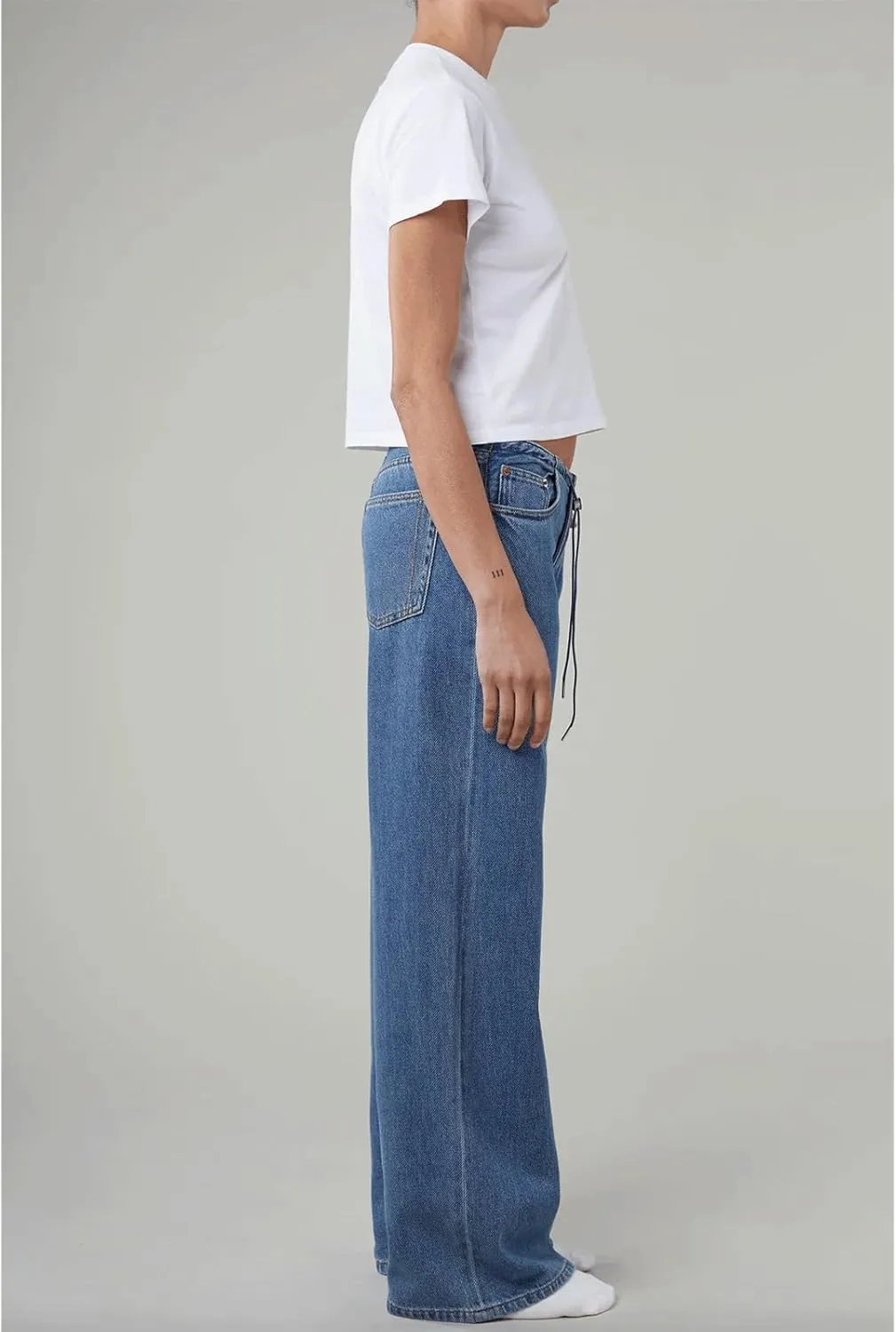 Drawstring Jeans Women Wide Leg Baggy Denim Pants Streetwear Vintage Y2K Clean Girl Cute Jeans