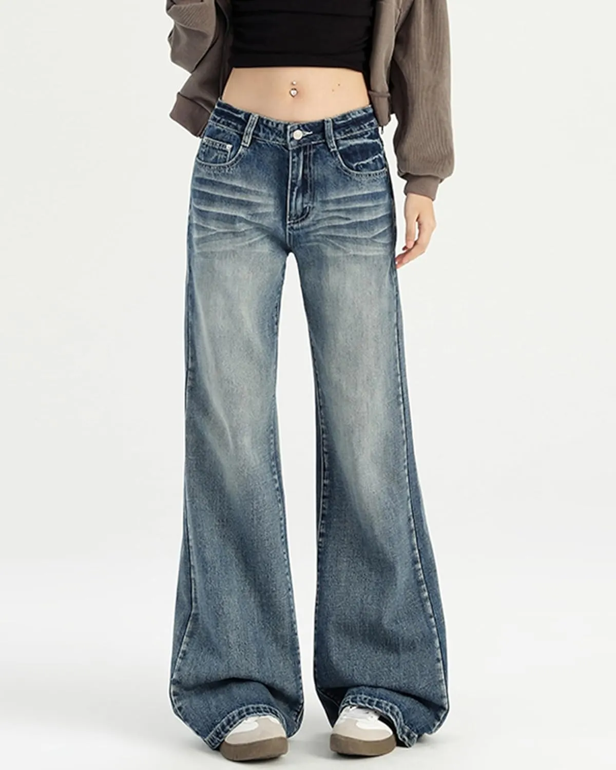 EMMIOL Womens Wide Leg Jeans Straight Baggy Boyfriend Low Rise Denim Pants Flare Jeans Trendy Outfits
