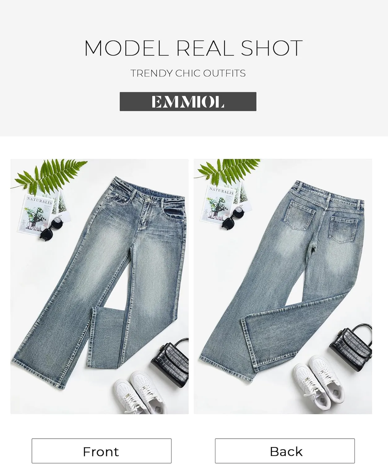EMMIOL Womens Wide Leg Jeans Straight Baggy Boyfriend Low Rise Denim Pants Flare Jeans Trendy Outfits