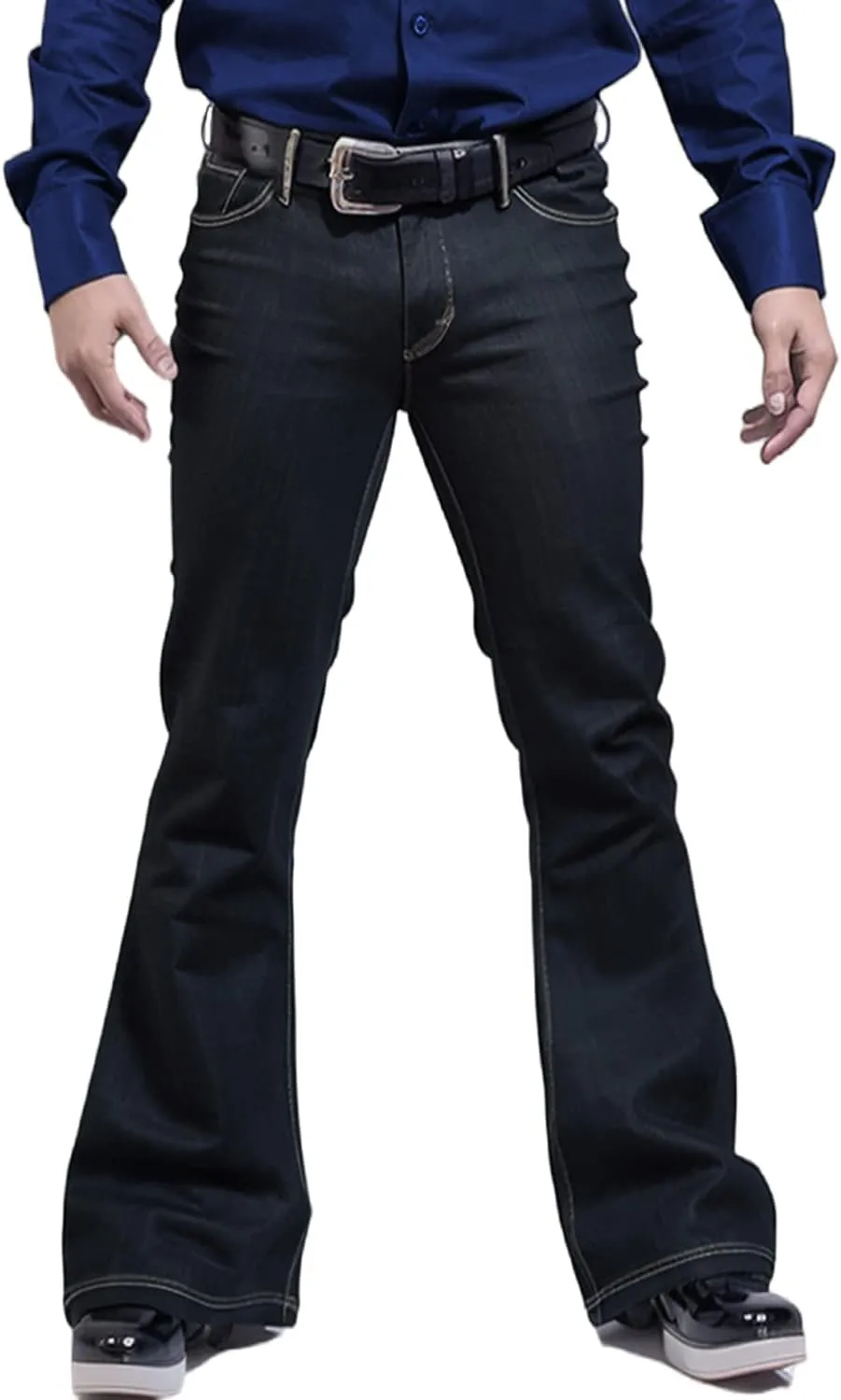 EVEDESIGN 70s Outfits Bell Bottom Pants for Men,Mens Bell Bottom Jeans Flared Jeans