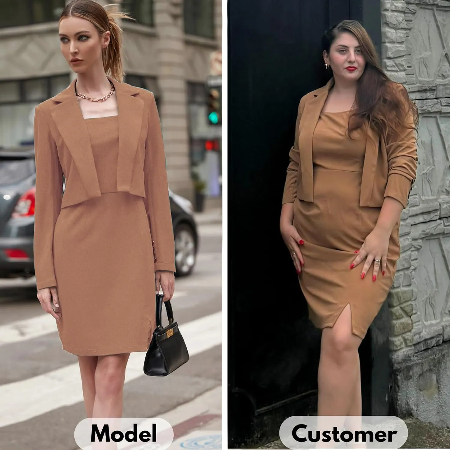 EXLURA Women's Professional Business Lightweight Blazer Dress Suit Sets 2 Piece Work Office Fashion Outfits