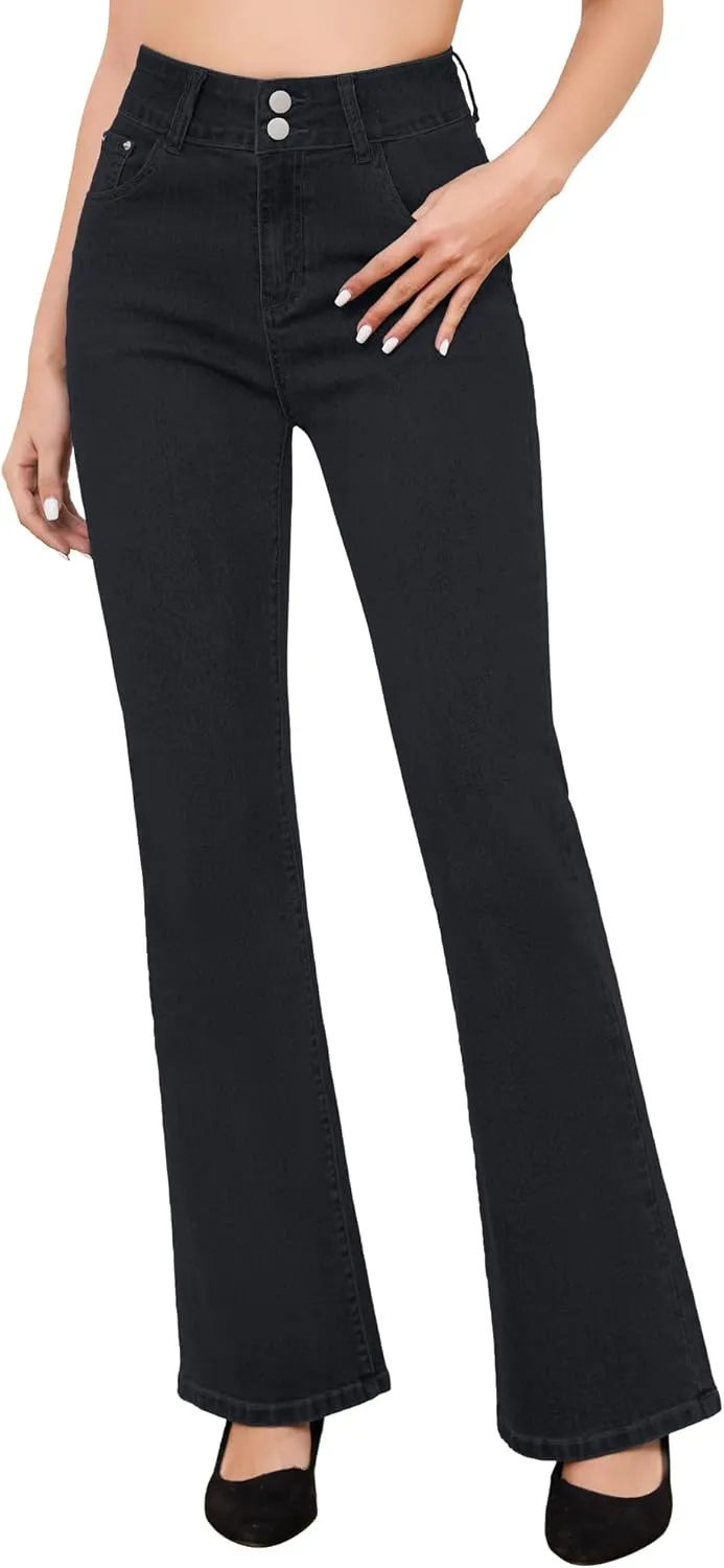 FABRACK Women's Flare Jeans Mid-Rise Stretchy Bootcut Bell Bottom Jeans Curvy Denim Pants