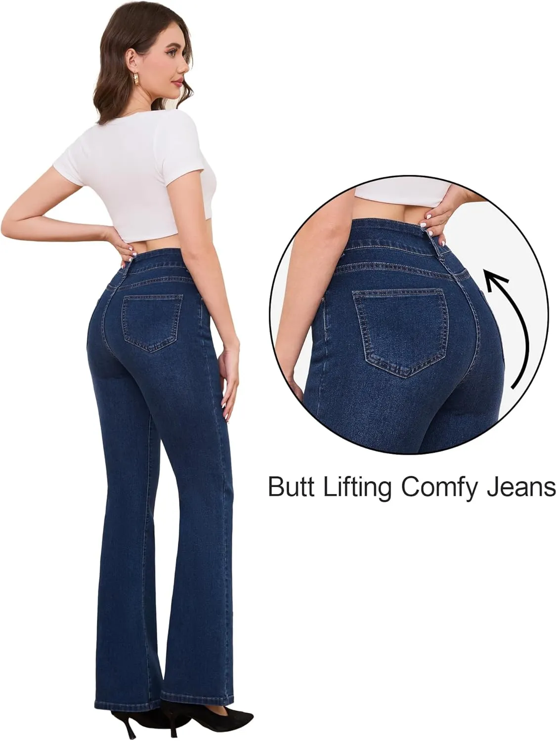 FABRACK Women's Flare Jeans Mid-Rise Stretchy Bootcut Bell Bottom Jeans Curvy Denim Pants