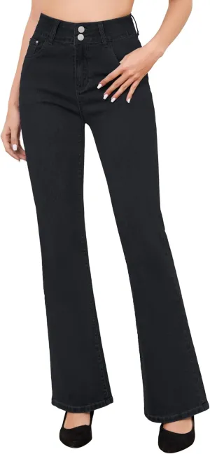 FABRACK Women's Flare Jeans Mid-Rise Stretchy Bootcut Bell Bottom Jeans Curvy Denim Pants