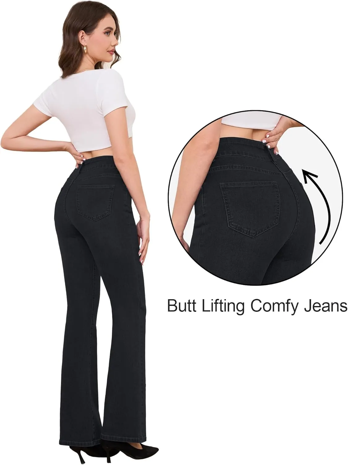 FABRACK Women's Flare Jeans Mid-Rise Stretchy Bootcut Bell Bottom Jeans Curvy Denim Pants