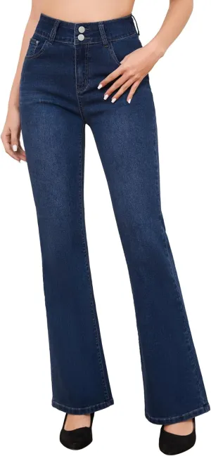 FABRACK Women's Flare Jeans Mid-Rise Stretchy Bootcut Bell Bottom Jeans Curvy Denim Pants