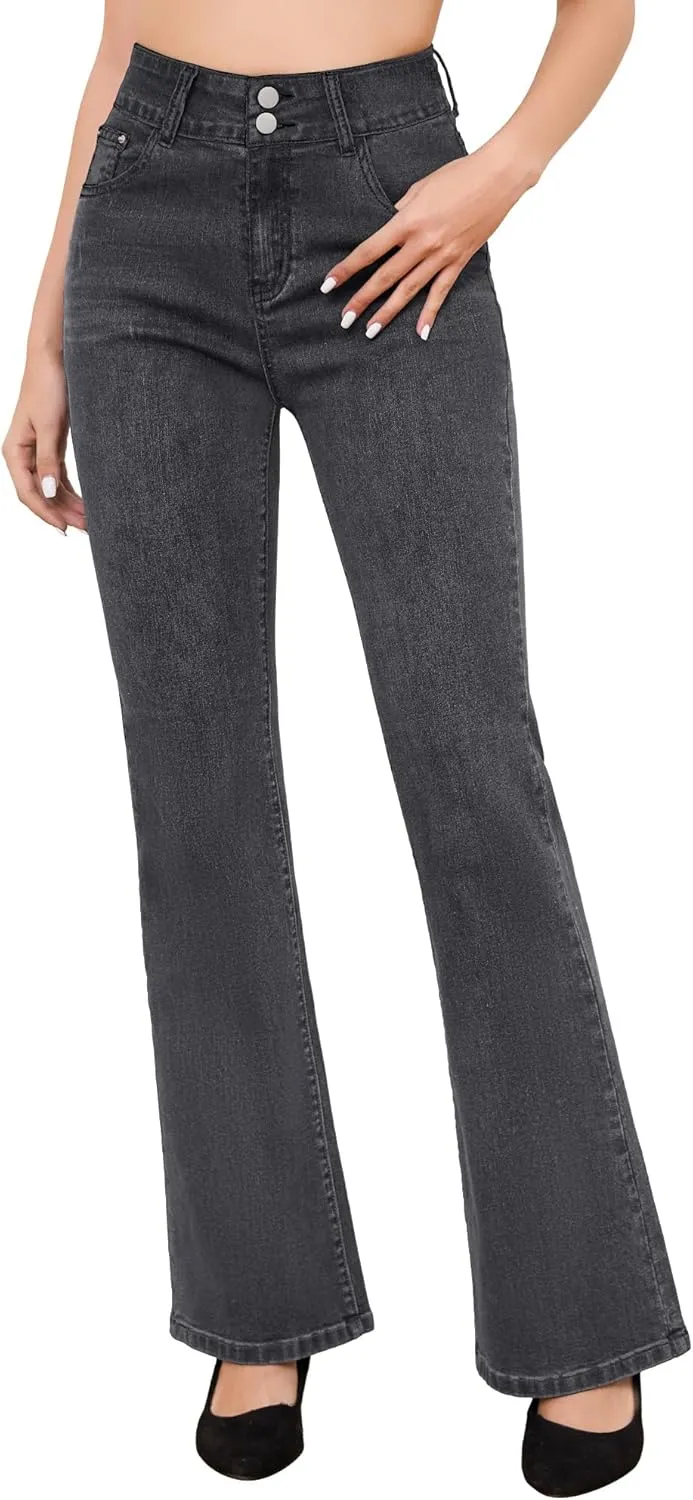 FABRACK Women's Flare Jeans Mid-Rise Stretchy Bootcut Bell Bottom Jeans Curvy Denim Pants