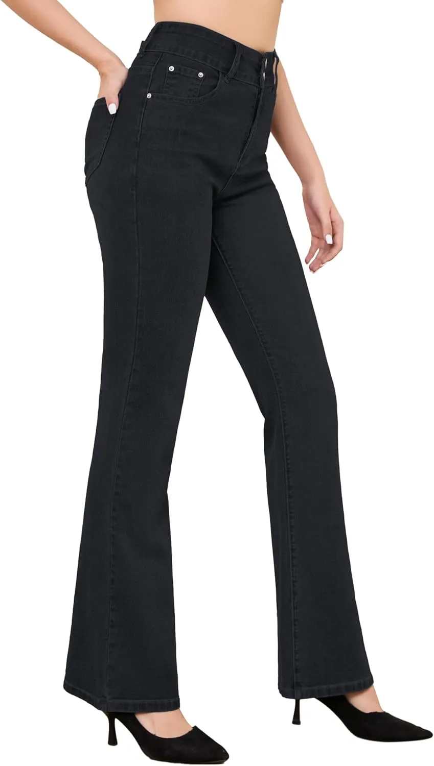 FABRACK Women's Flare Jeans Mid-Rise Stretchy Bootcut Bell Bottom Jeans Curvy Denim Pants