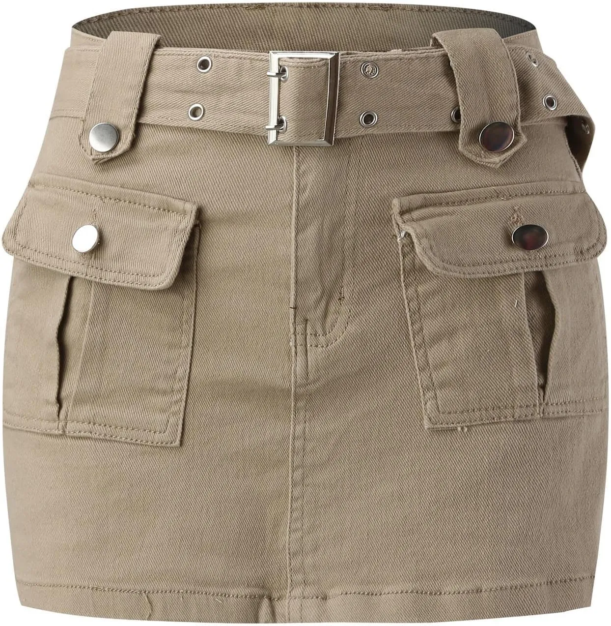 Fashion Skirts for Women 2024 Trendy Women's Casual Low Waist Drawstring Button Mini Denim Skirt with Pocket