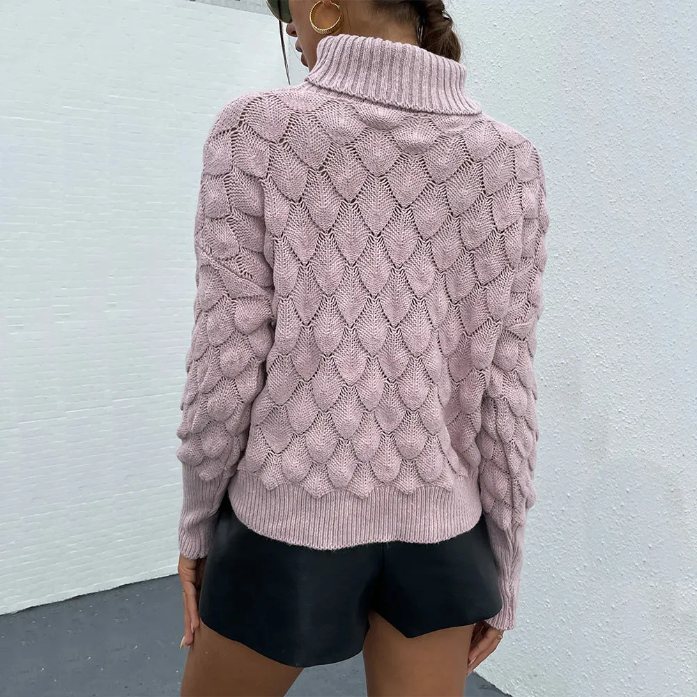 Fashion Turtleneck Pullover Rhombus Sweater