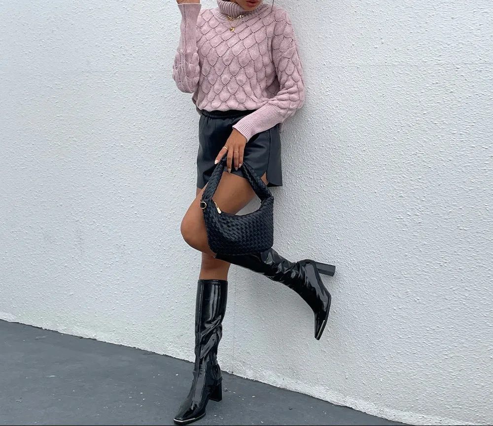Fashion Turtleneck Pullover Rhombus Sweater