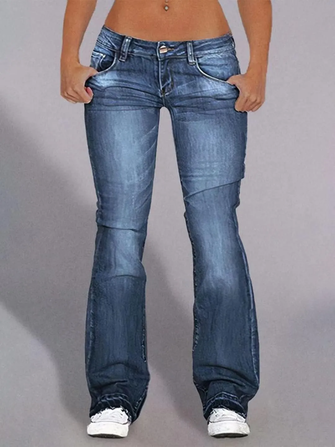 Flamingals Straight Leg Jeans for Women Low Rise Flamingo Stretch Jeans Skinny Wide Leg Denim Pants