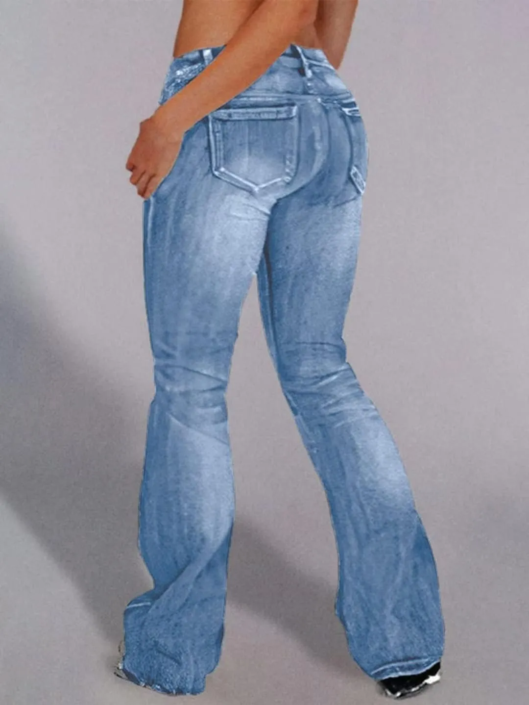 Flamingals Straight Leg Jeans for Women Low Rise Flamingo Stretch Jeans Skinny Wide Leg Denim Pants