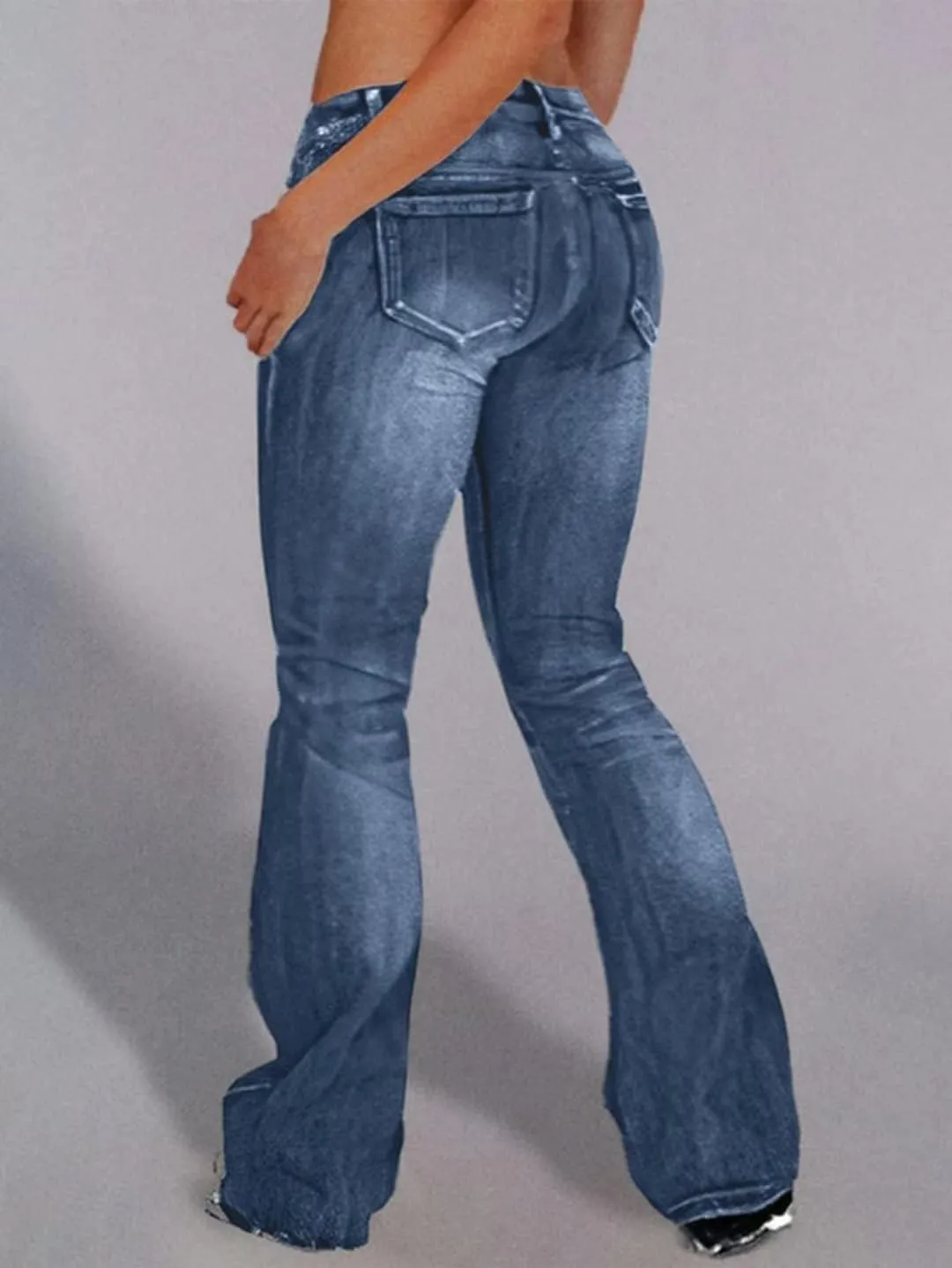 Flamingals Straight Leg Jeans for Women Low Rise Flamingo Stretch Jeans Skinny Wide Leg Denim Pants