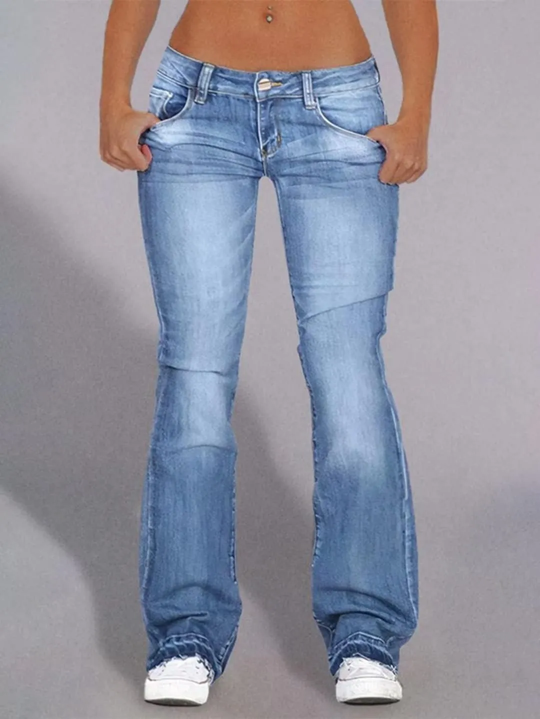 Flamingals Straight Leg Jeans for Women Low Rise Flamingo Stretch Jeans Skinny Wide Leg Denim Pants