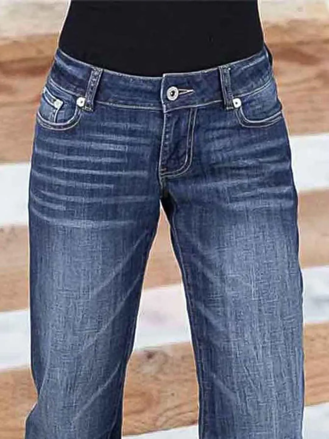 Flamingals Women's Flare Leg Bootcut Jeans Mid Waisted Wash Stitch Detail Stretchy Denim Jeans