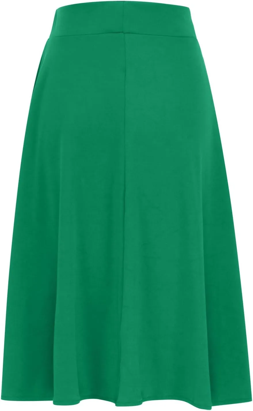 Flared Midi Skirts for Women Summer Plus Size Casual Flowy Long Skirt Comfy High Waist Solid Swing A Line Skirts