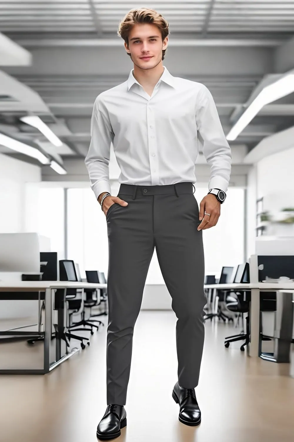 GINGTTO Mens Dress Pants Slim Fit Stretch Formal Pants for Men