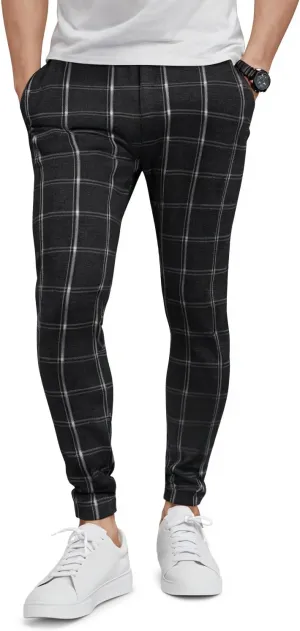 GINGTTO Mens Plaid Dress Pants Stretch Chino Pants Men Slim Fit