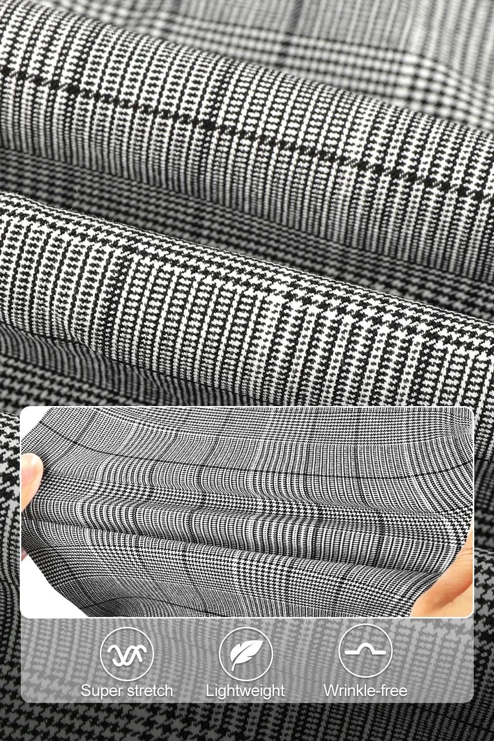 GINGTTO Mens Plaid Dress Pants Stretch Chino Pants Men Slim Fit