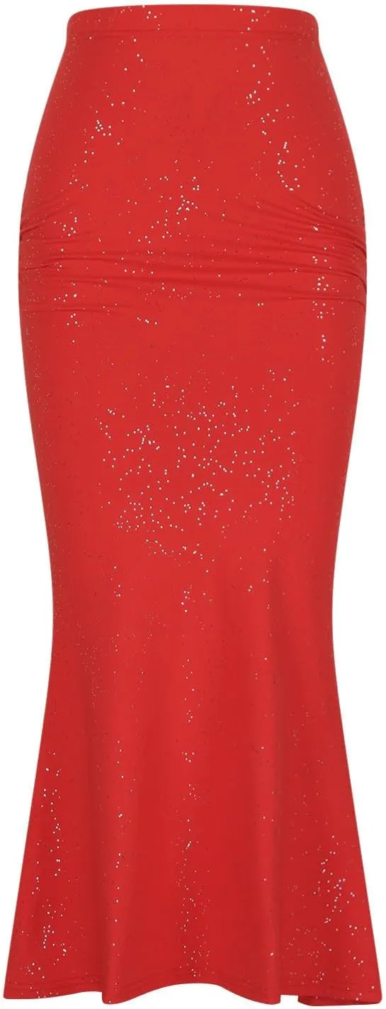 Glitter Bodycon Maxi Skirts Women High Waist Fishtail Maxi Skirt Dressy Elegant Sequin Sparkly Skirts 2024 New