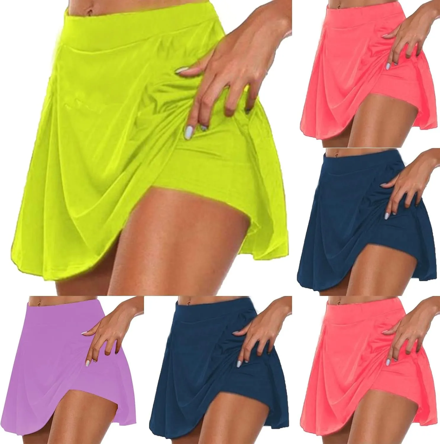 HGps8w Flowy Tennis Skirt for Women with Built-in Shorts Stretchy High Waisted Athletic Golf Skorts Skirts for Running Casual