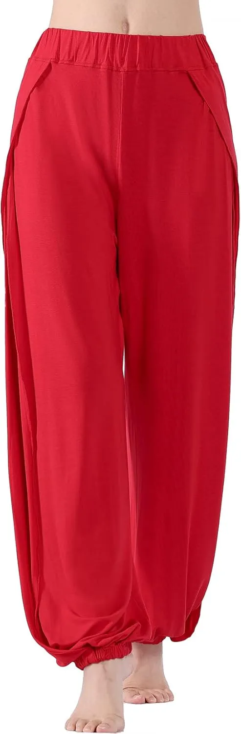 Hoerev Women's Soft Slit Leg Pants Harem Dance Yoga Pilates Pants