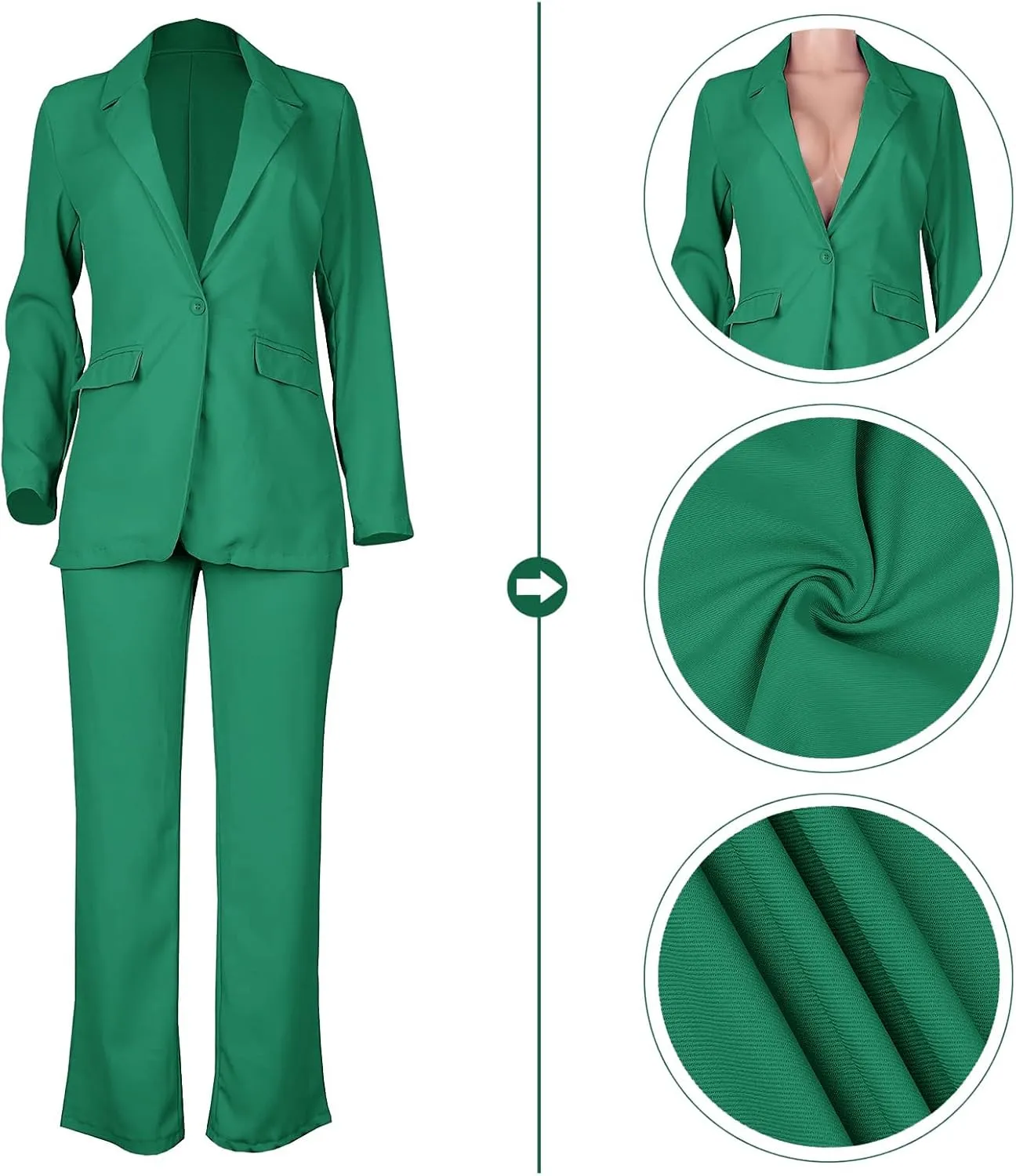 HuiSiFang Womens Fall Fashion 2 Piece Blazer Sets Open Front Blazers and Slim Fit Pants Suits Set