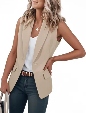 IDEALSANXUN Womens Vest Fashion Dressy Notch Lapel Sleeveless Blazer Suit Jackets Office Work Clothes