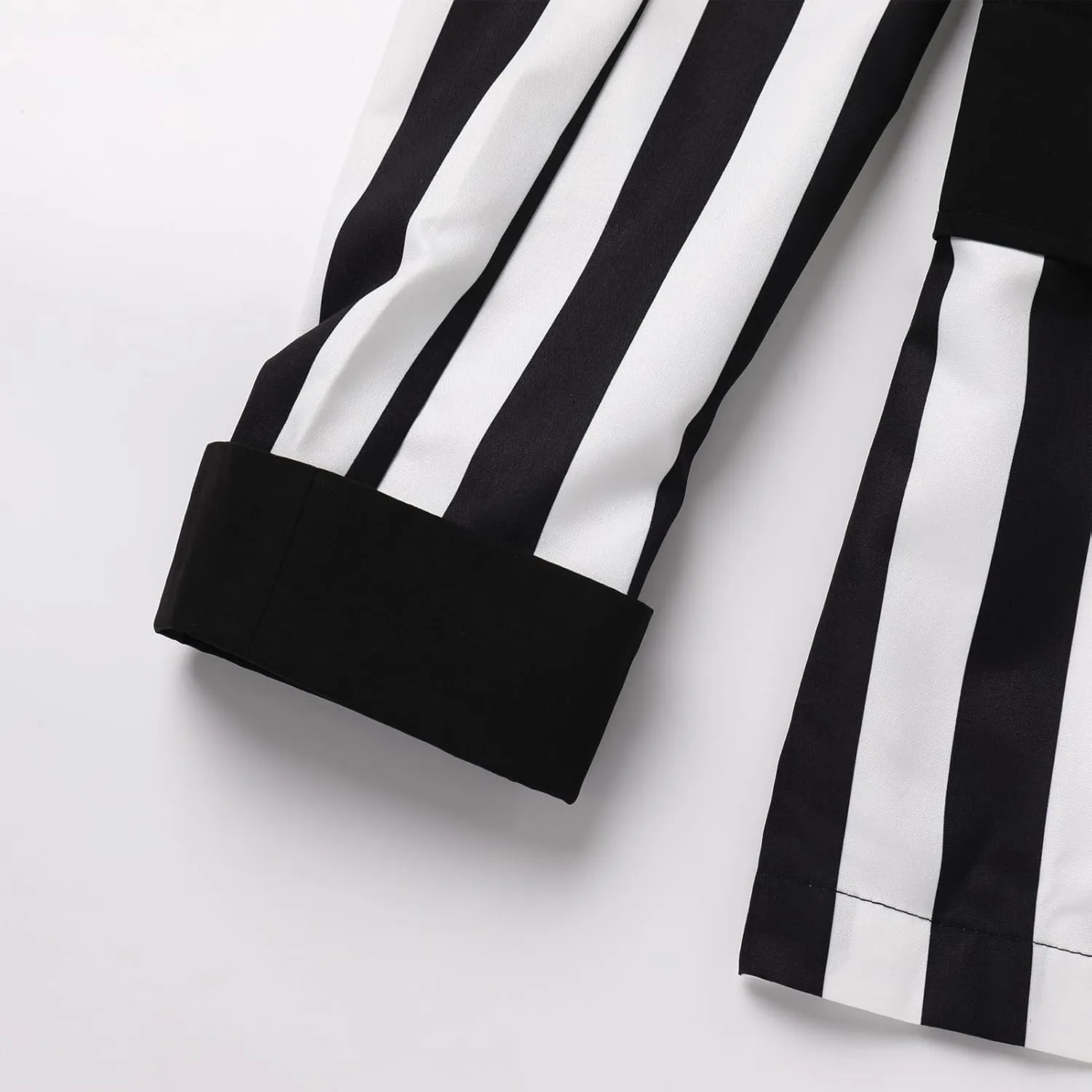 IKADEX Women Black and White Striped Blazer Suit Jacket Casual Pageant Party Cosplay Adult Halloween Costume