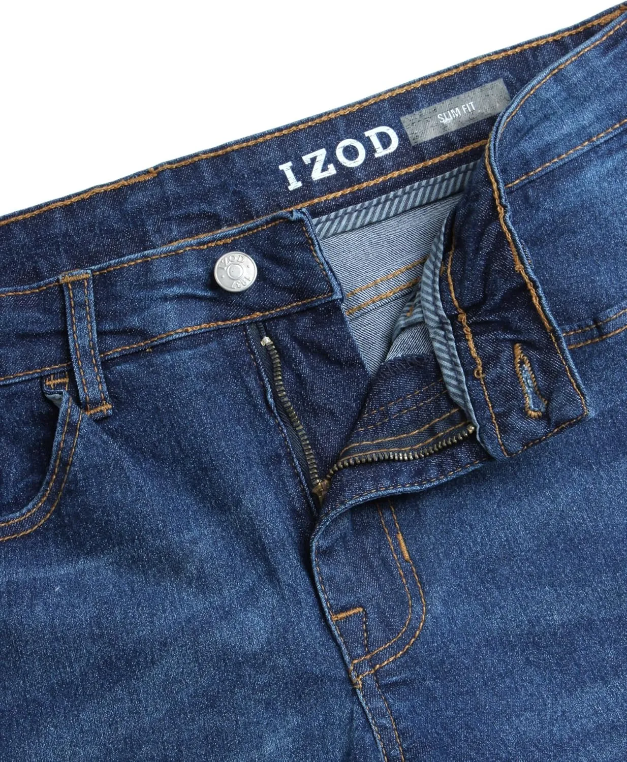 IZOD Men's Slim Fit Jeans - Classic Comfort Stretch Lightweight Denim Jeans - Casual Work Pants for Men