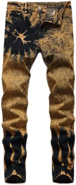 JE&NS Men's Ripped Jeans, Slim Fit Straight Leg, Denim Jeans Pants for Men