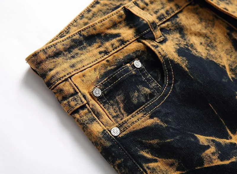 JE&NS Men's Ripped Jeans, Slim Fit Straight Leg, Denim Jeans Pants for Men