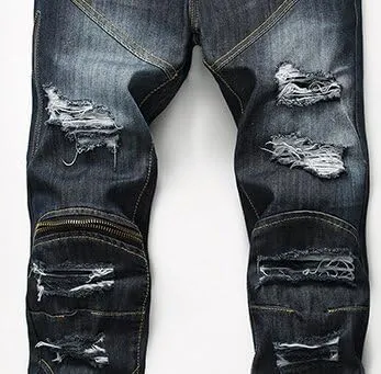 JE&NS Men's Ripped Jeans, Slim Fit Straight Leg, Denim Jeans Pants for Men