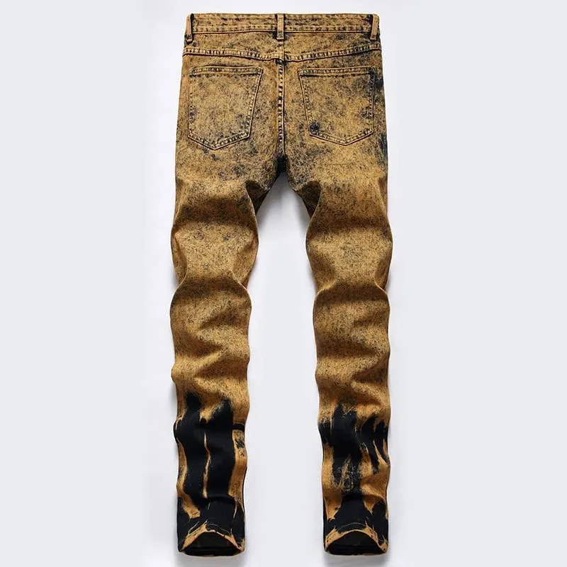 JE&NS Men's Ripped Jeans, Slim Fit Straight Leg, Denim Jeans Pants for Men