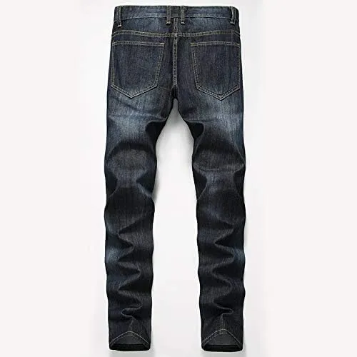 JE&NS Men's Ripped Jeans, Slim Fit Straight Leg, Denim Jeans Pants for Men