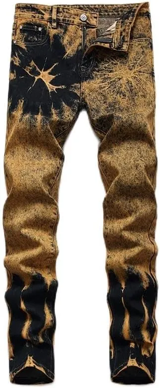 JE&NS Men's Ripped Jeans, Slim Fit Straight Leg, Denim Jeans Pants for Men