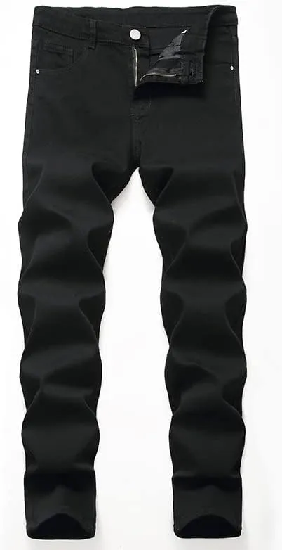 JE&NS Men's Ripped Jeans, Slim Fit Straight Leg, Denim Jeans Pants for Men