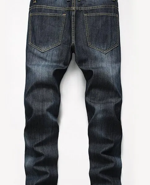 JE&NS Men's Ripped Jeans, Slim Fit Straight Leg, Denim Jeans Pants for Men