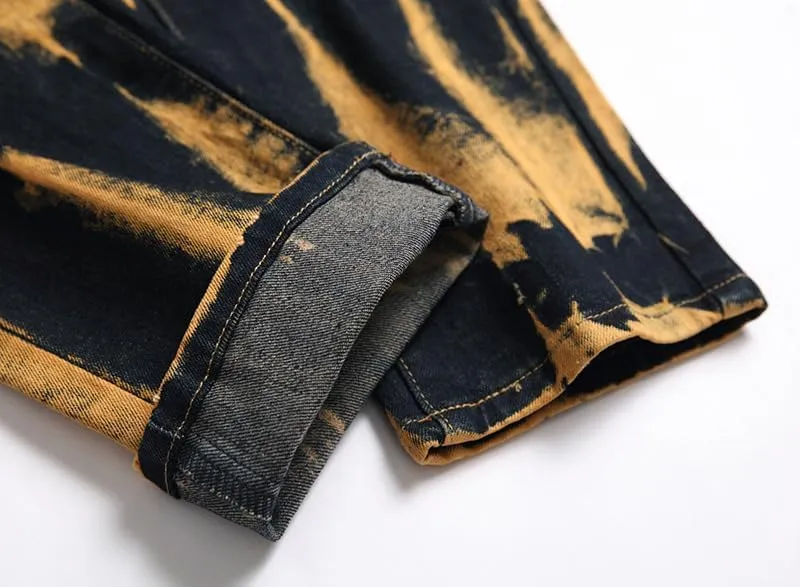 JE&NS Men's Ripped Jeans, Slim Fit Straight Leg, Denim Jeans Pants for Men