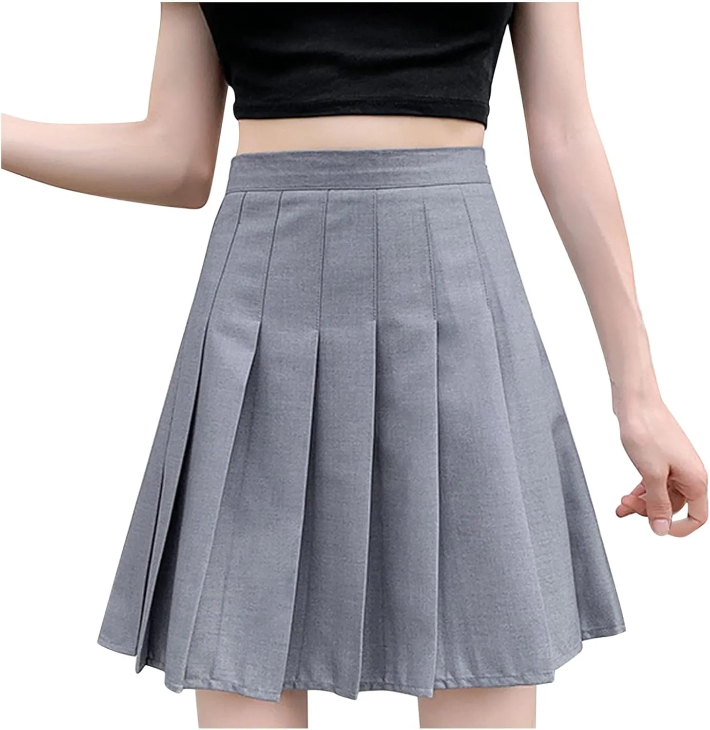 JOAU Skirts for Womens Juniors Girl High Waisted Pleated Tennis Skirt School A-Line Skater Skirts with Lining Shorts