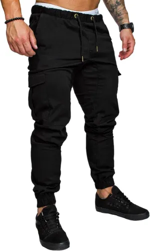 Joggers Pants for Men Elastic Waist Drawstring Cargo Pants Slim Fit Track Sweatpants Outdoor Trousers with Pockets