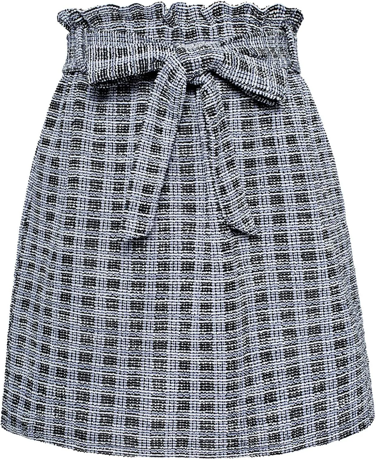 KANCY KOLE Women's Tweed Skirt Casual High Waist A Line Skirt Knee Length Skirt with Pockets Casual Plaid Mini Skirt