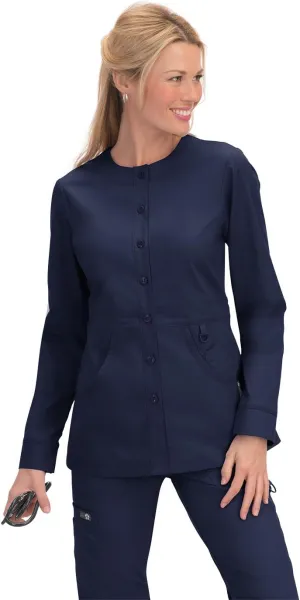 Koi Women's Olivia Stylish Round-Neck Button-Front Jacket with Deep Pocket